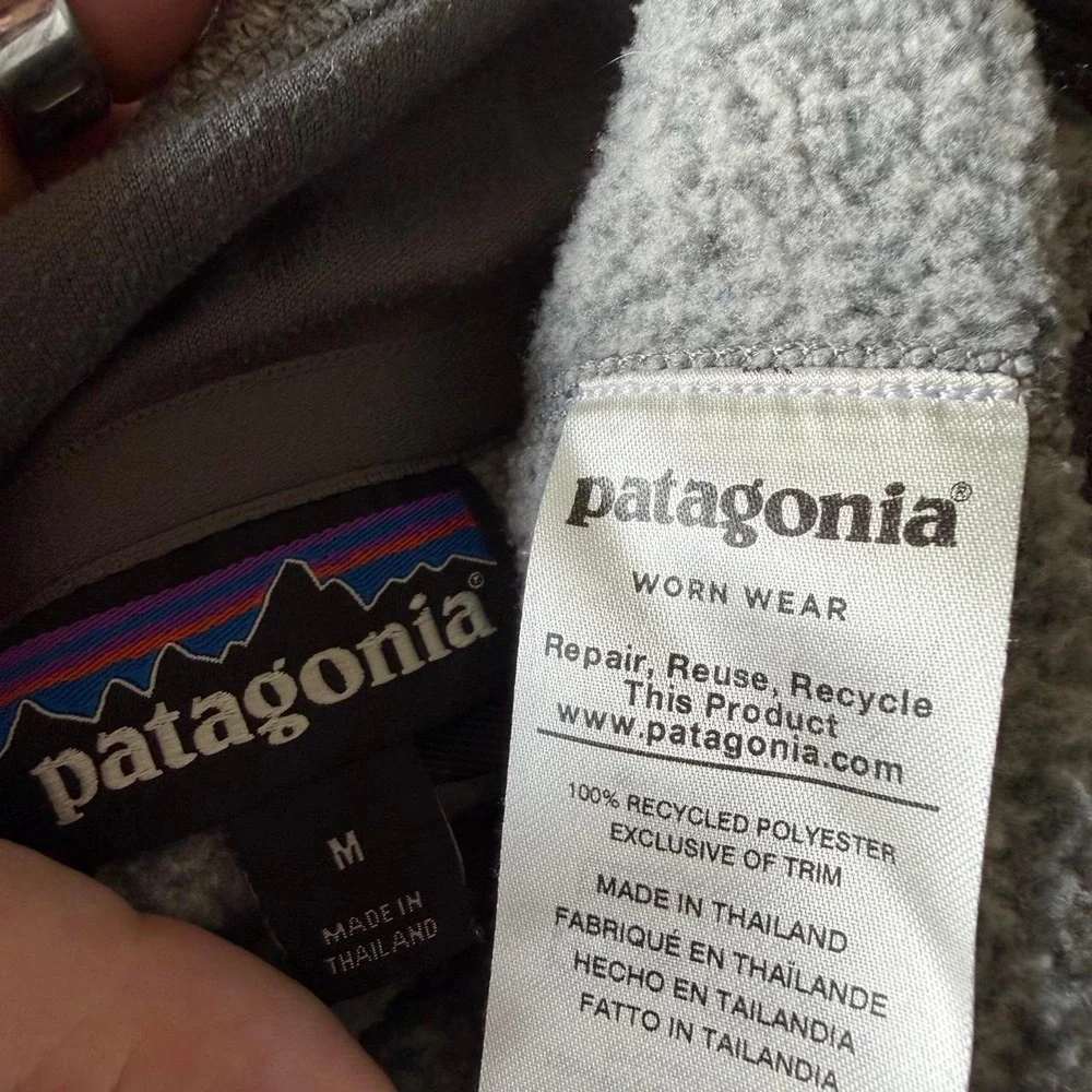 Patagonia Better Sweater Quarter-Zip Fleece Pullover Mens Medium Stonewash Grey